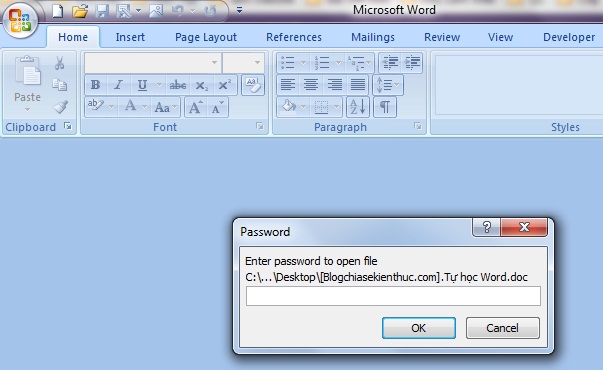 đặt password cho file word 5