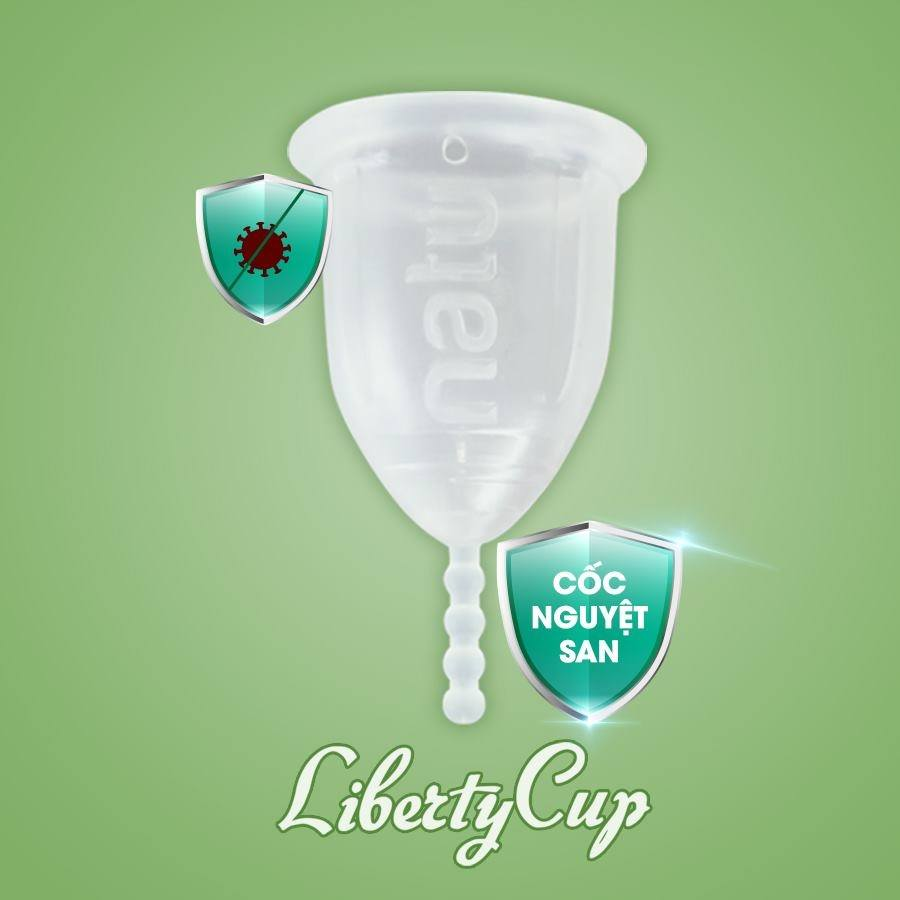 Cốc nguyệt san Liberty Cup màu trắng trong suốt giúp chị em dễ dàng theo dõi tình trạng sức khỏe