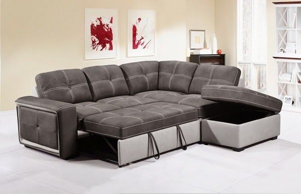 Mẫu sofa góc giường này được đánh giá là mẫu sofa giàu tiện ích nhờ vào thiết kế đa năng, có thể mở đệm ra biến thành giường và hộc chứa đồ nằm sâu dưới lớp đệm tiện dụng