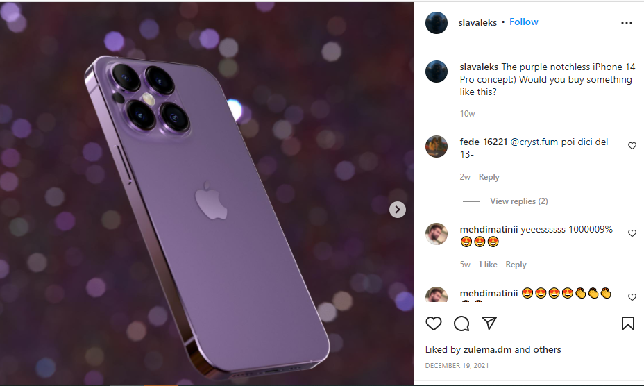 Slavaleks cho rằng iPhone 14 Pro sẽ có bản màu tím
